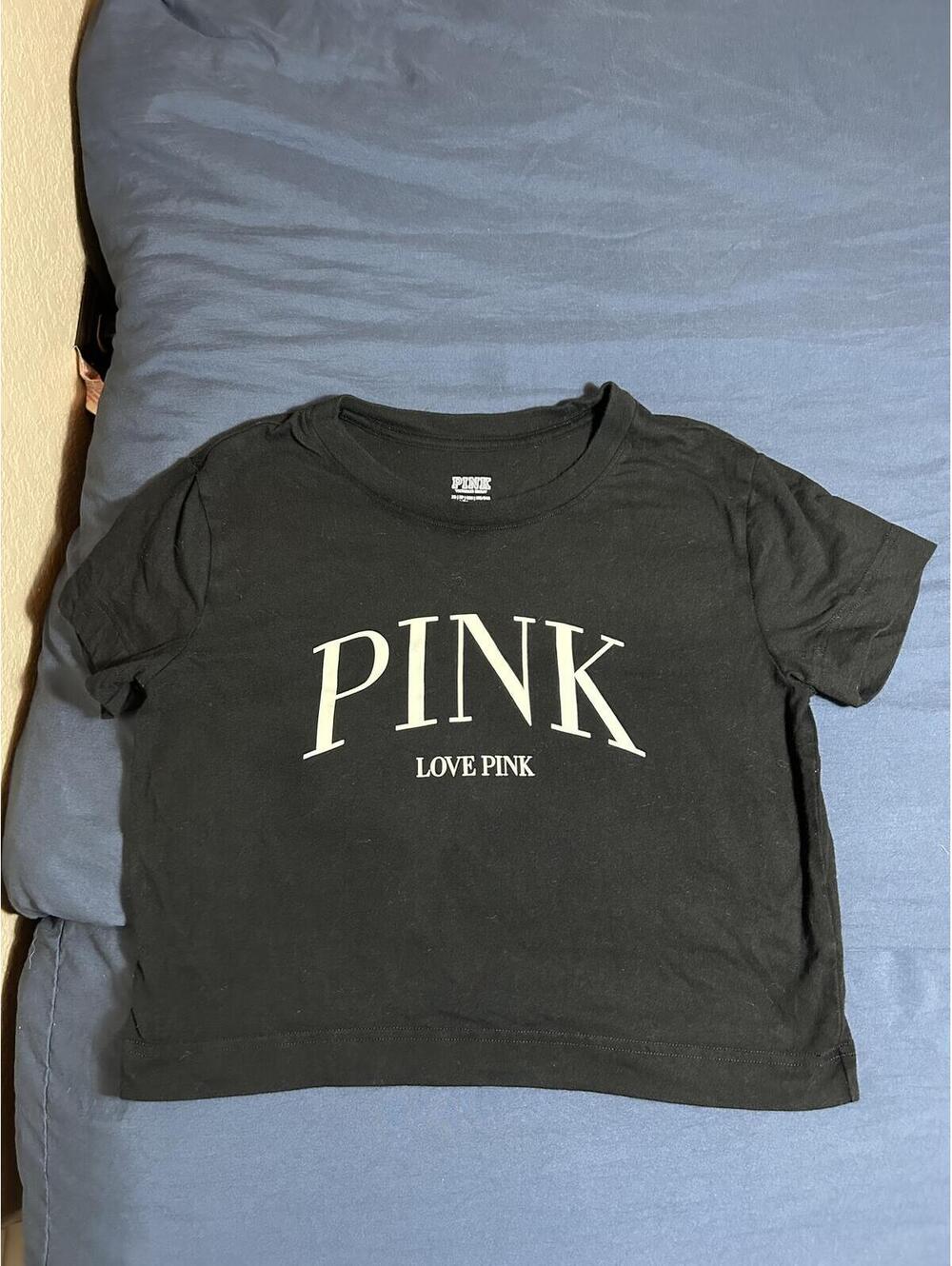 PINK Love Pink Black Graphic T-Shirt Size XS